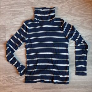 J.Crew Women’s Tissue Turtleneck Top Blue and White Stripe Size Small